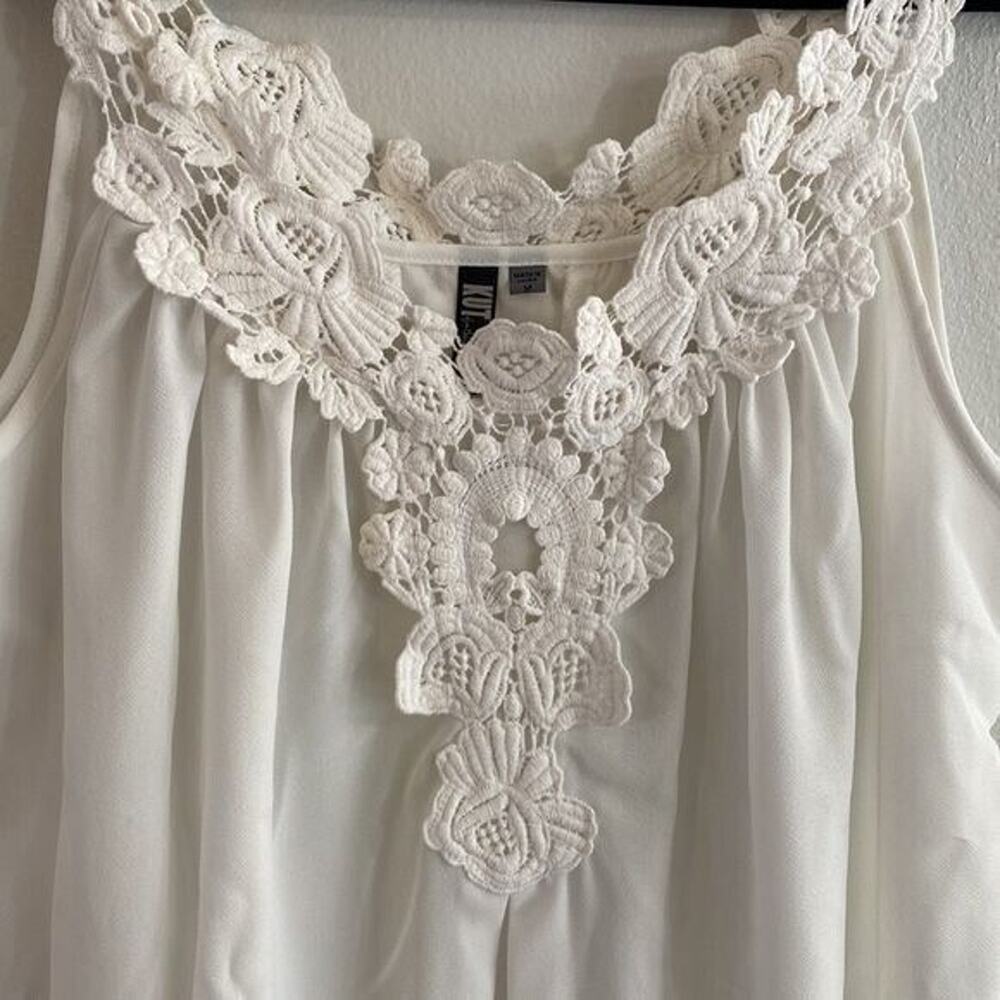 Kut from the Kloth Medium Tank Top Cami Eyelet Lace White Y2K Boho Cottage - Picture 4 of 8